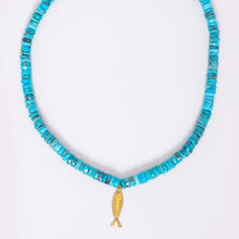 Load image into Gallery viewer, Turquoise Mini Fishbone Necklace