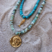 Load image into Gallery viewer, Turquoise Mini Fishbone Necklace
