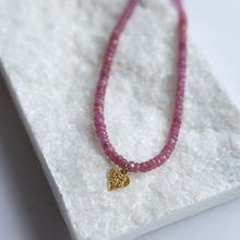 Load image into Gallery viewer, Pink Sapphire Heart Chai Necklace