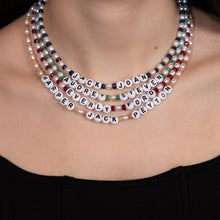 Load image into Gallery viewer, Custom Pearl Gemstone Name Necklace