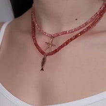 Load and play video in Gallery viewer, Rhodochrosite Starfish Necklace