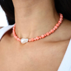 Coral Bubble Baroque Pearl Necklace