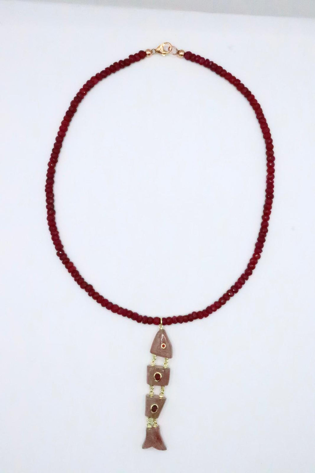 Rose Quartz Inlay Fish Necklace