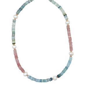 Multicolored Aquamarine Pearl Necklace