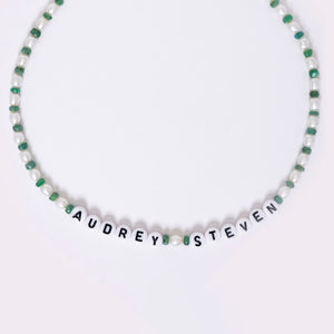 Custom Pearl Gemstone Name Necklace