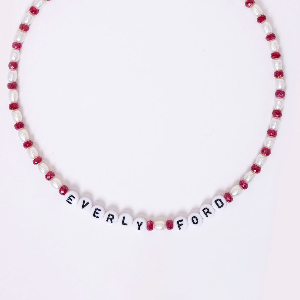 Custom Pearl Gemstone Name Necklace
