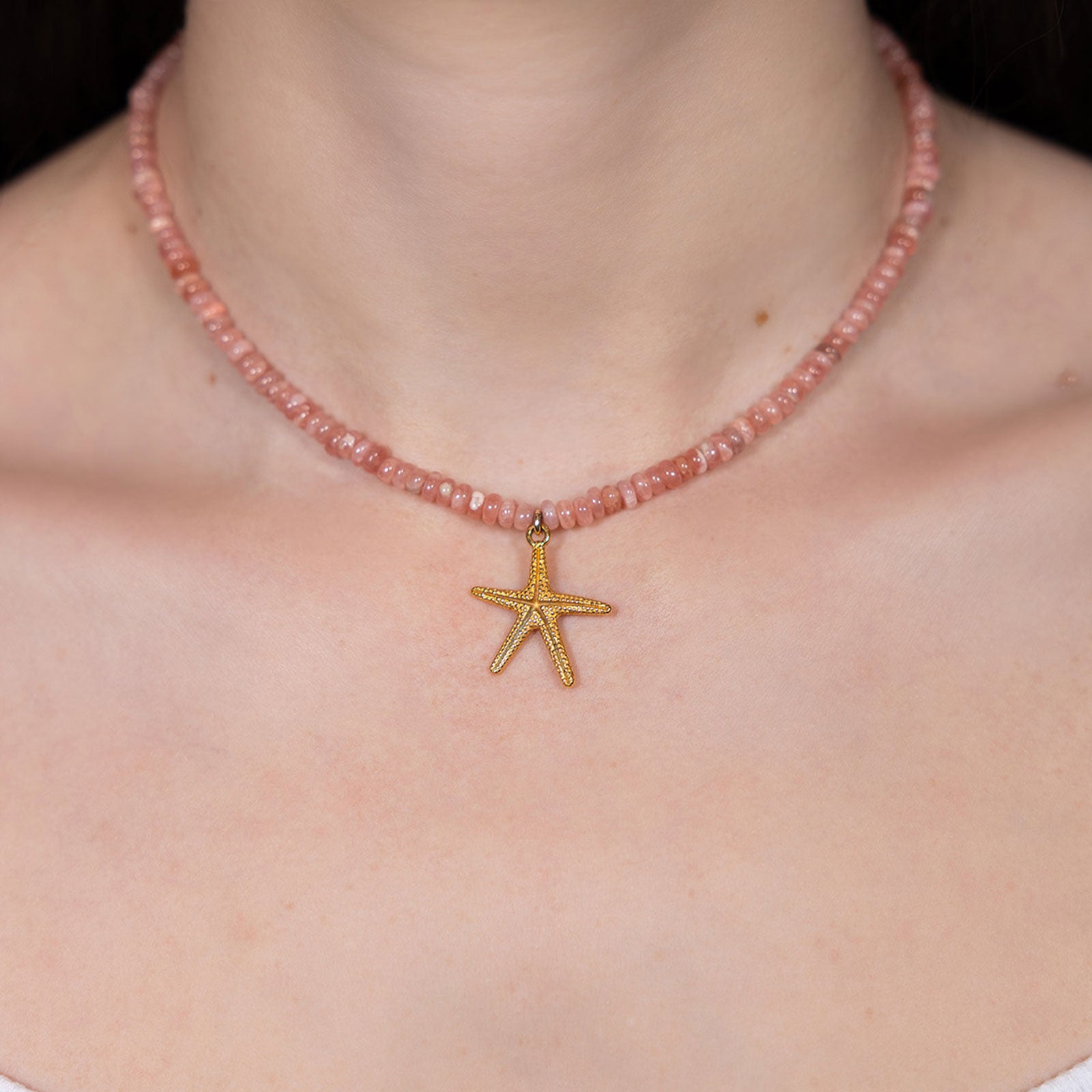 Rhodochrosite Starfish Necklace