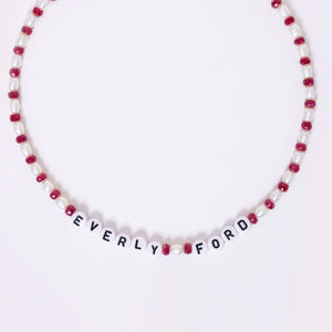 Custom Pearl Gemstone Name Necklace