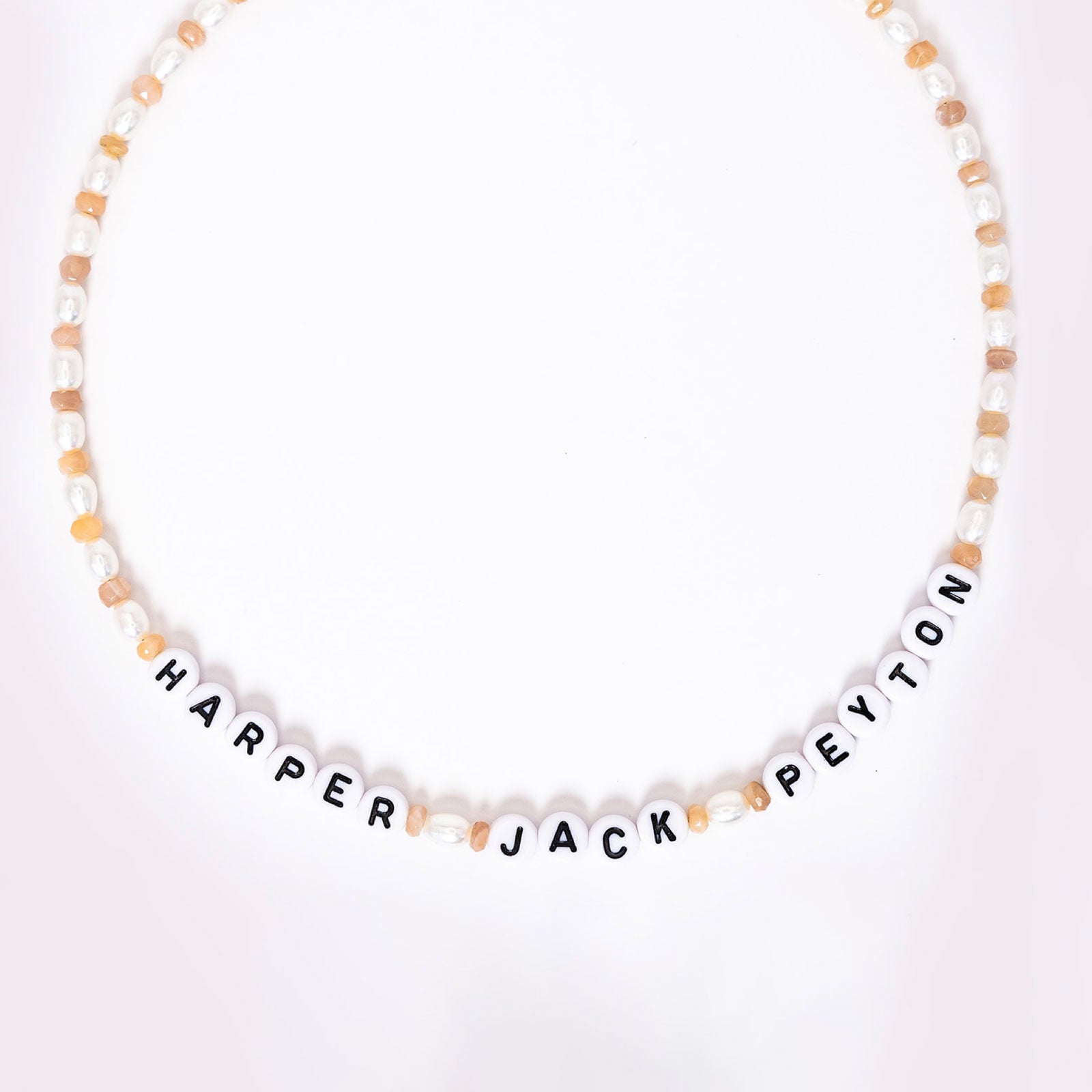 Custom Pearl Gemstone Name Necklace