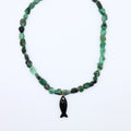 Black Onyx & Emerald Fish Necklace