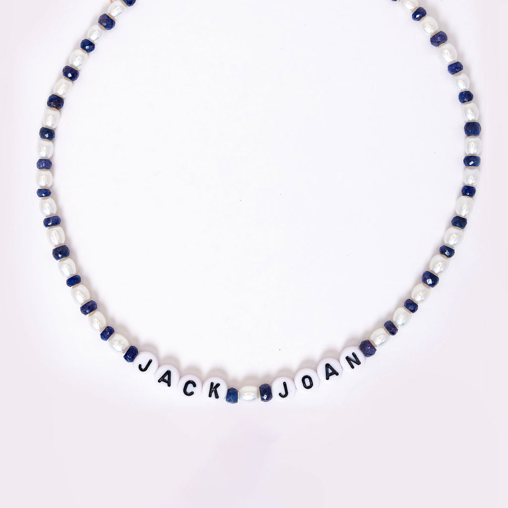 Custom Pearl Gemstone Name Necklace