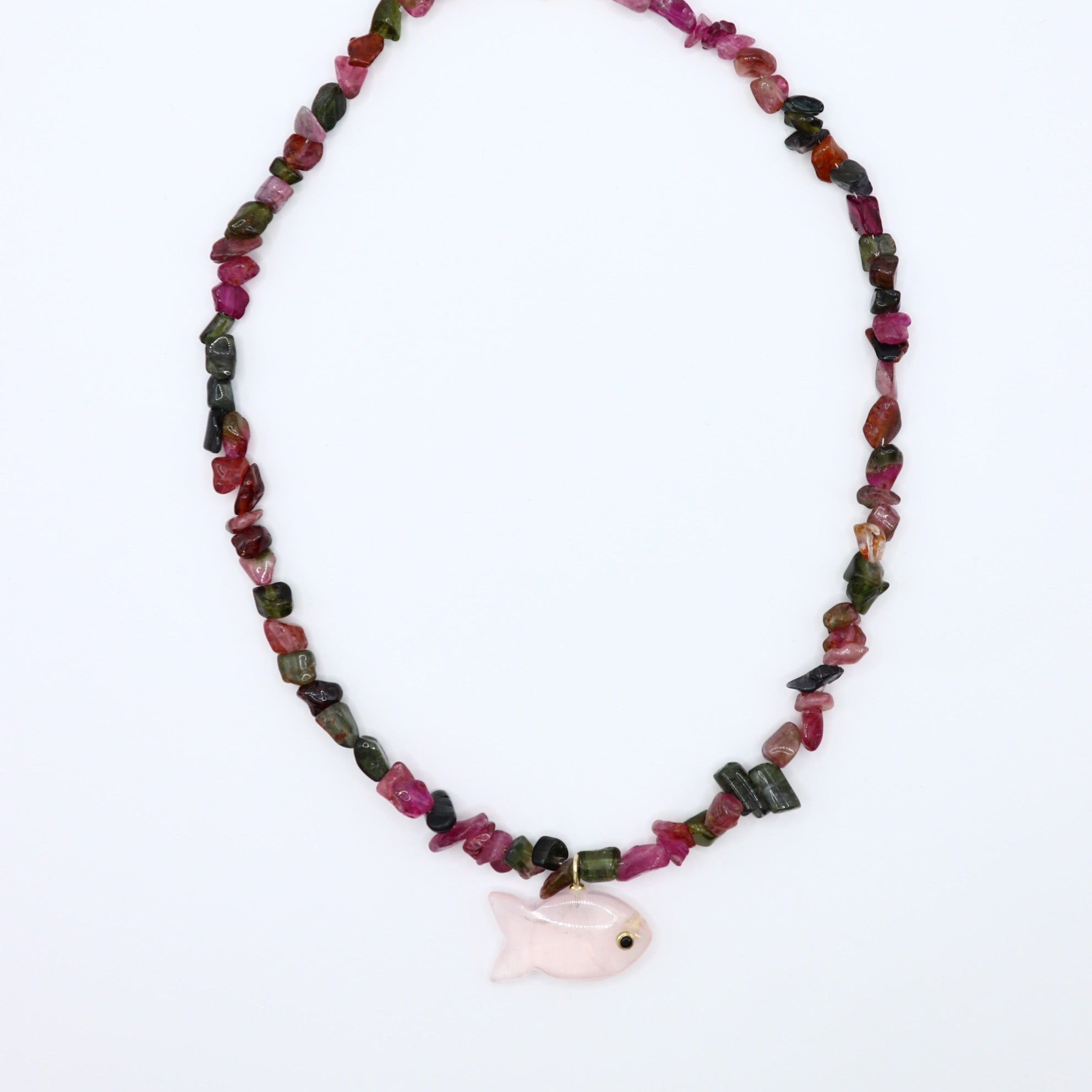 Watermelon Tourmaline Fish Necklace