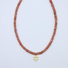 Load image into Gallery viewer, Rhodochrosite Jewish Star Necklace
