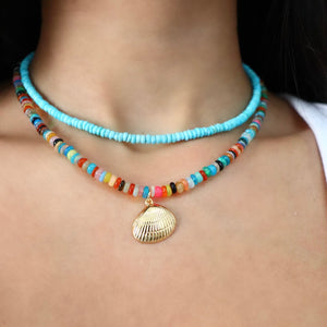 Rainbow Opal Seashell Necklace