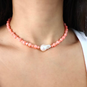 Coral Bubble Baroque Pearl Necklace