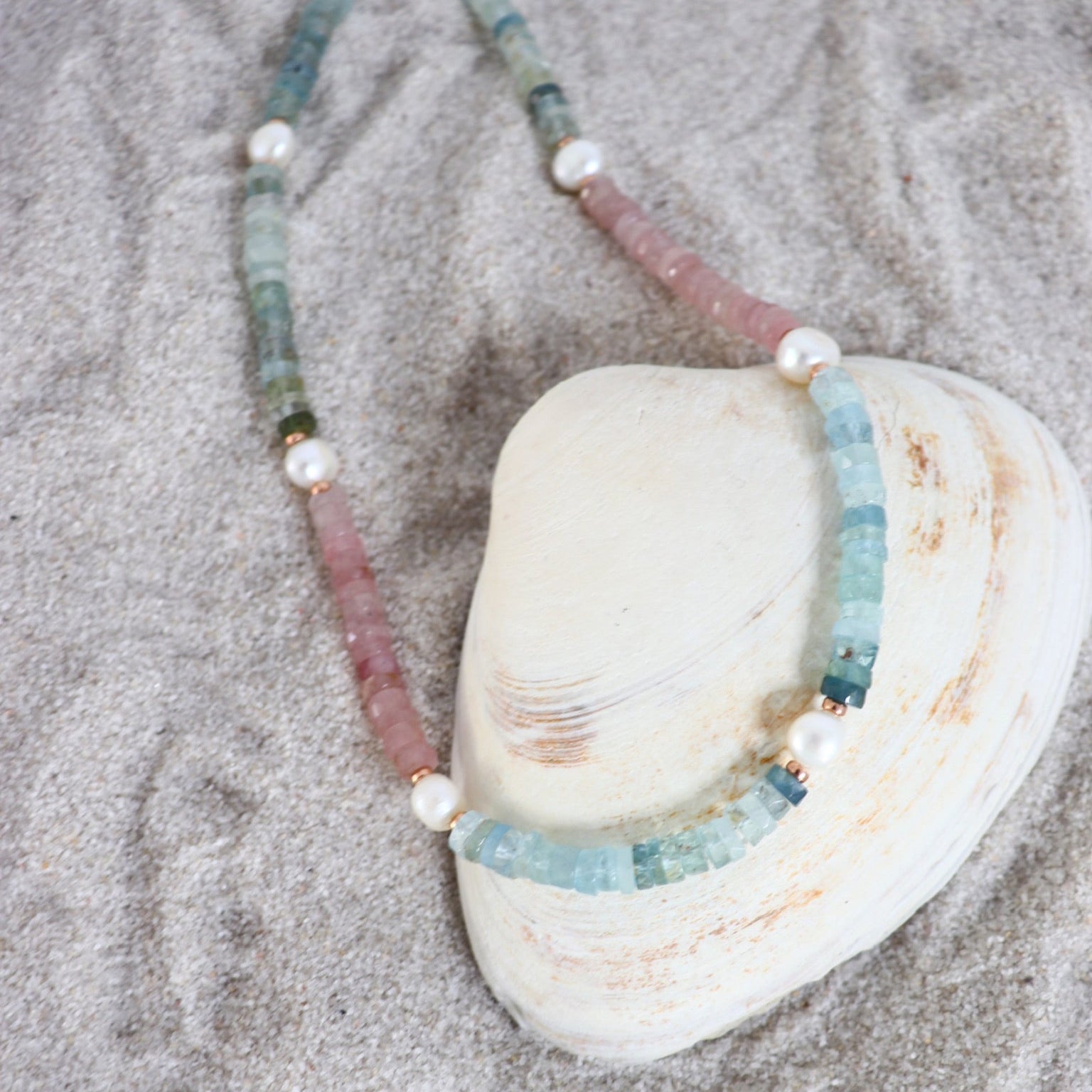 Multicolored Aquamarine Pearl Necklace
