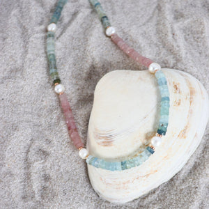 Multicolored Aquamarine Pearl Necklace