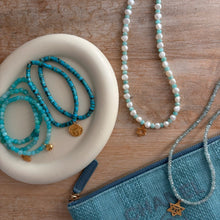 Load image into Gallery viewer, Pearl &amp; Apatite Jewish Star Necklace
