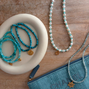 Pearl & Apatite Jewish Star Necklace