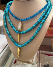 Load image into Gallery viewer, Apatite Mother of Pearl Fish Necklace
