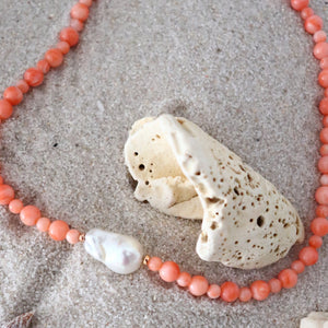 Coral Bubble Baroque Pearl Necklace