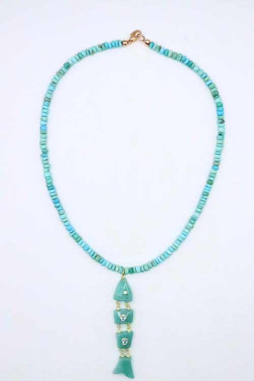 Amazonite Inlay Fish Necklace