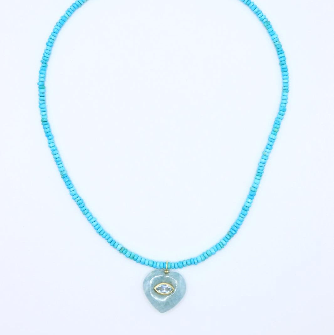 Aquamarine Heart Necklace