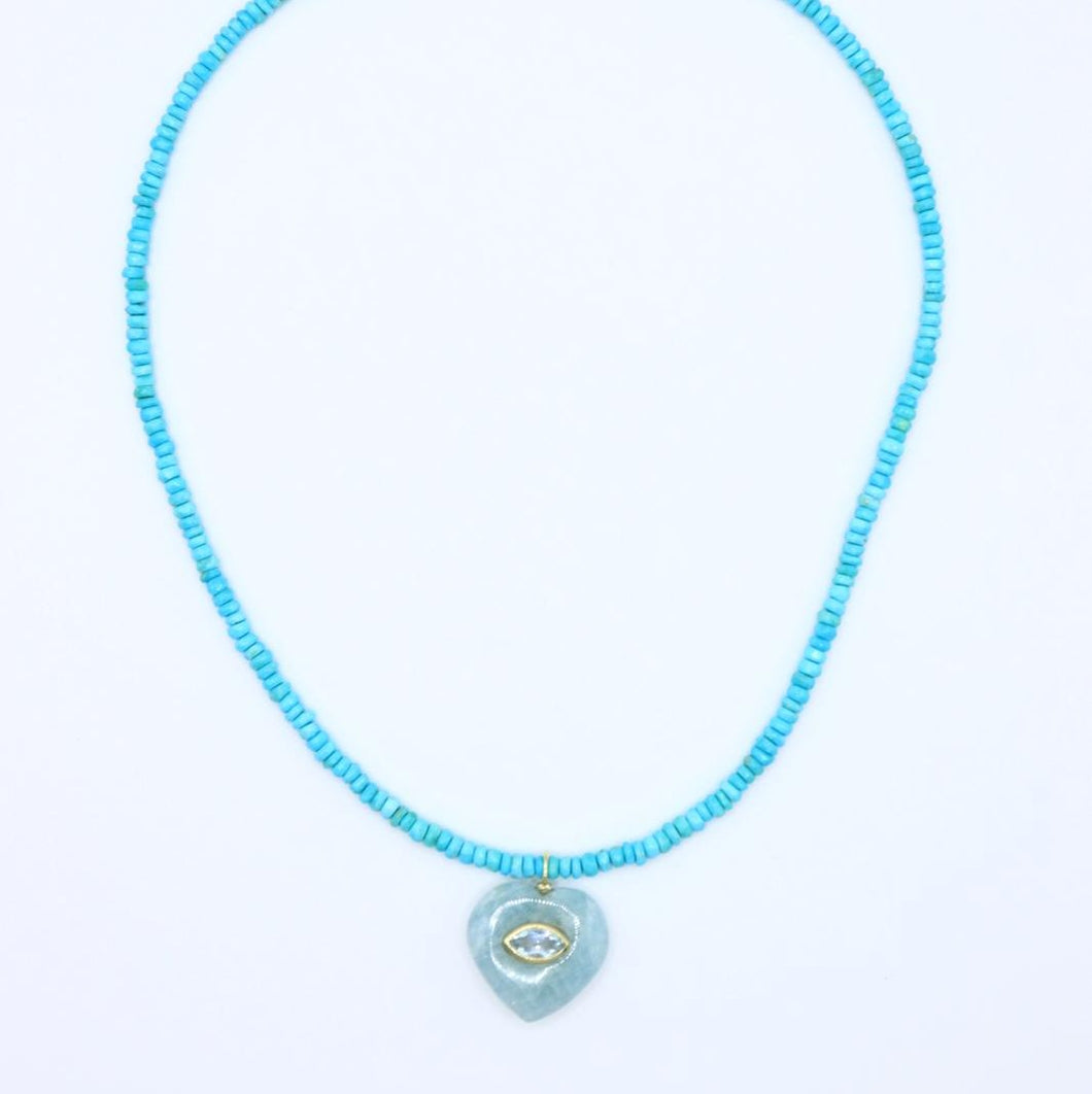 Aquamarine Heart Necklace