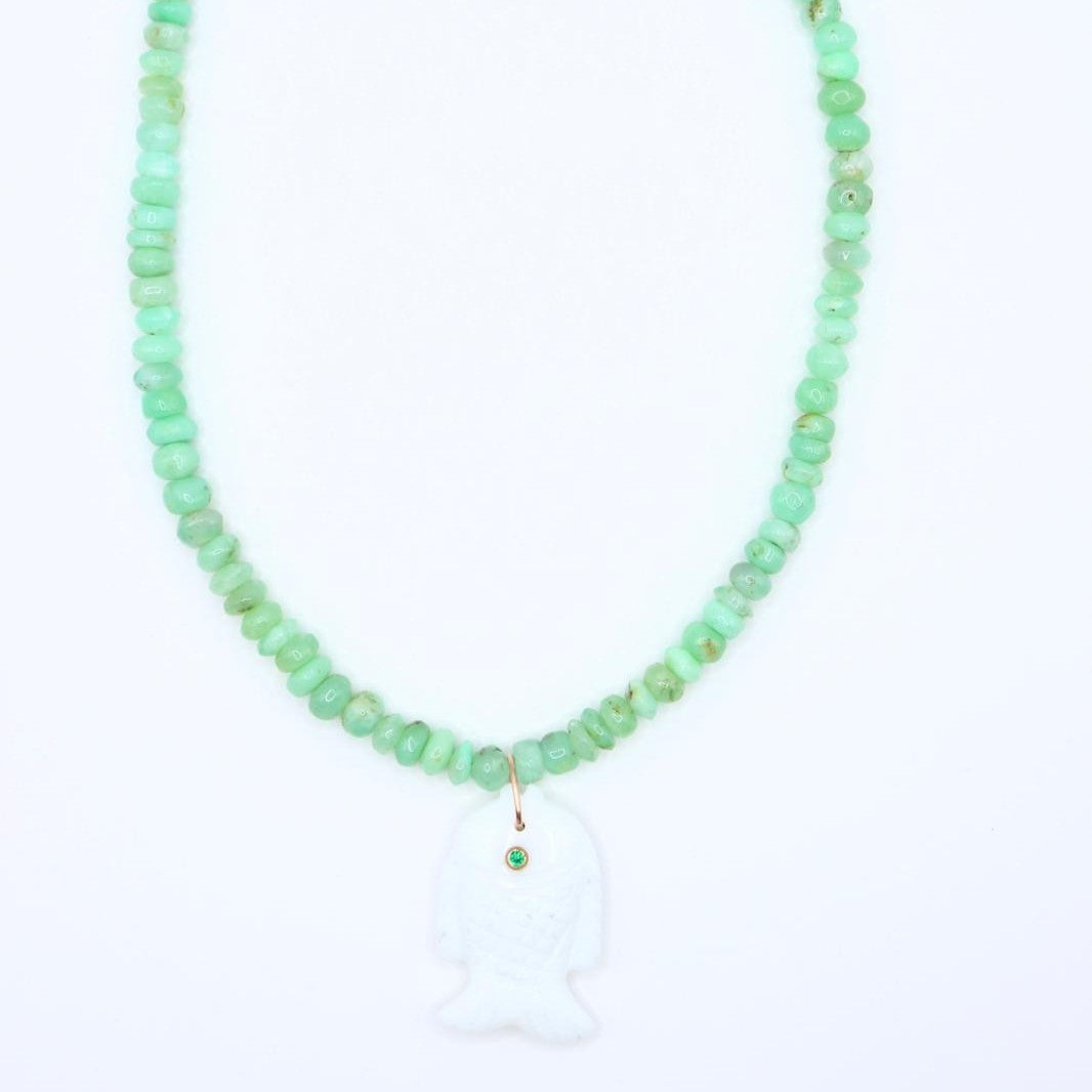 White Agate Fish Necklace