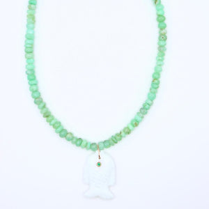 White Agate Fish Necklace