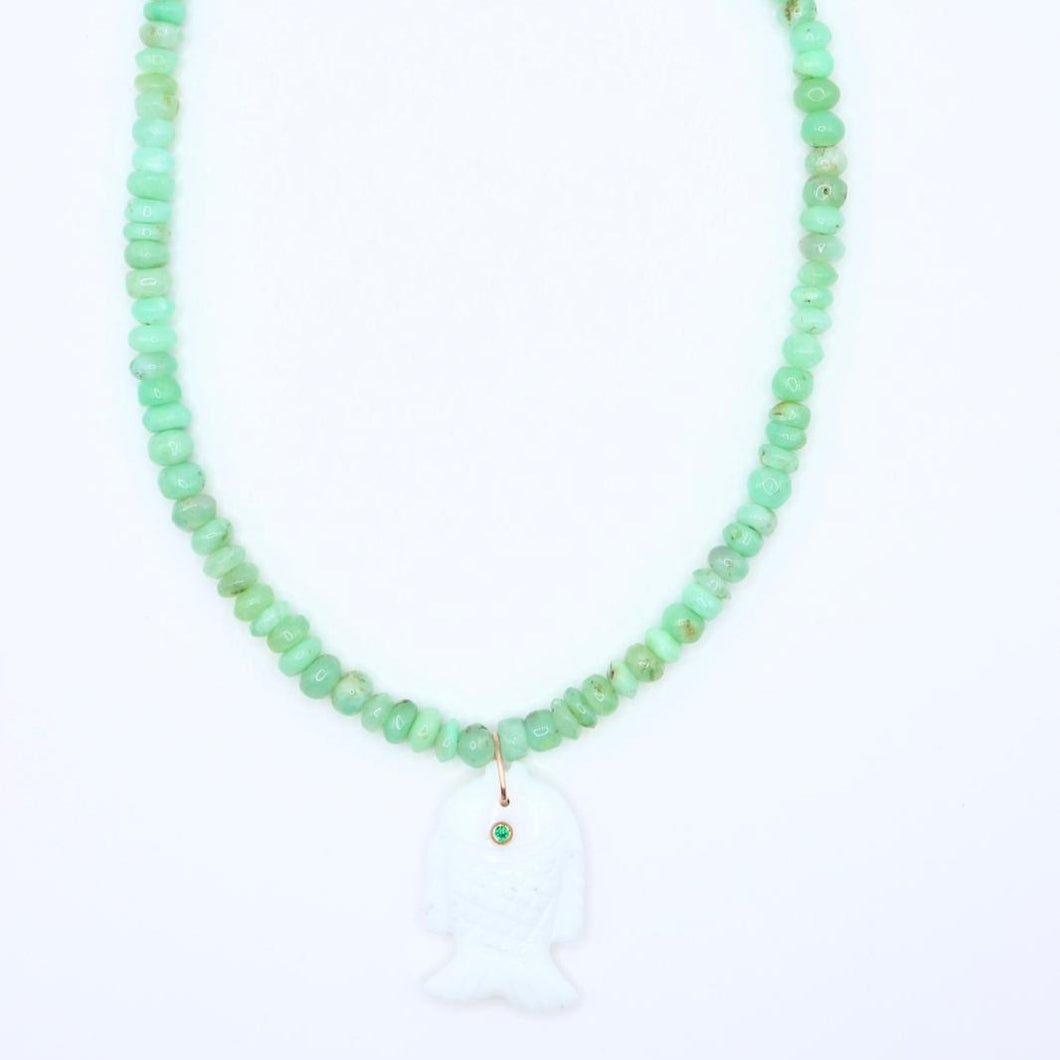 White Agate Fish Necklace