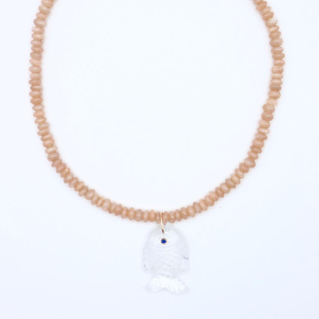 Crystal Quartz Fish Necklace
