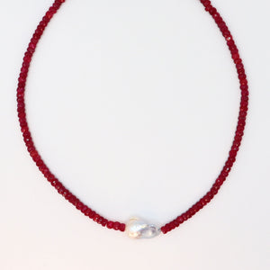 Baroque Pearl Ruby Necklace