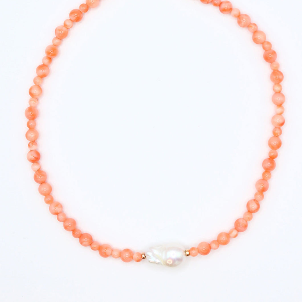 Coral Bubble Baroque Pearl Necklace