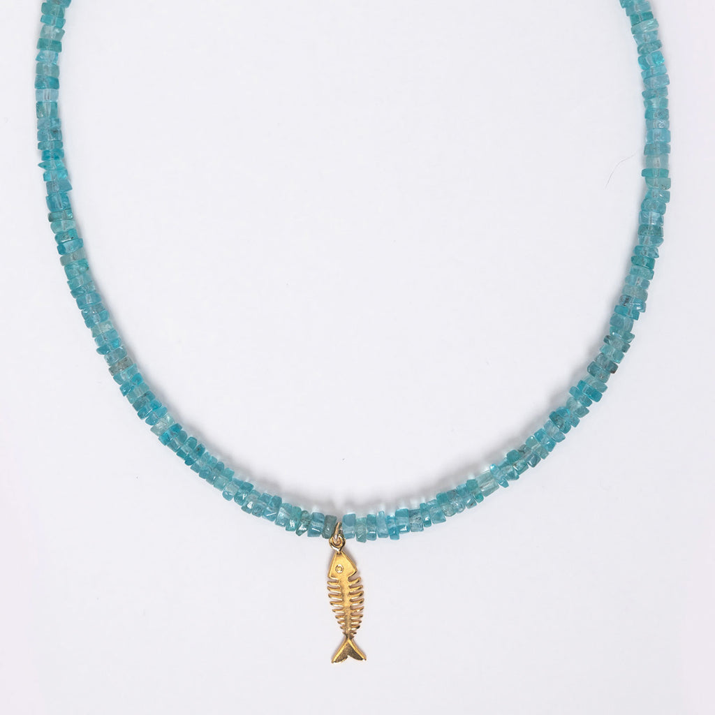 Aqua Apatite Fish Necklace