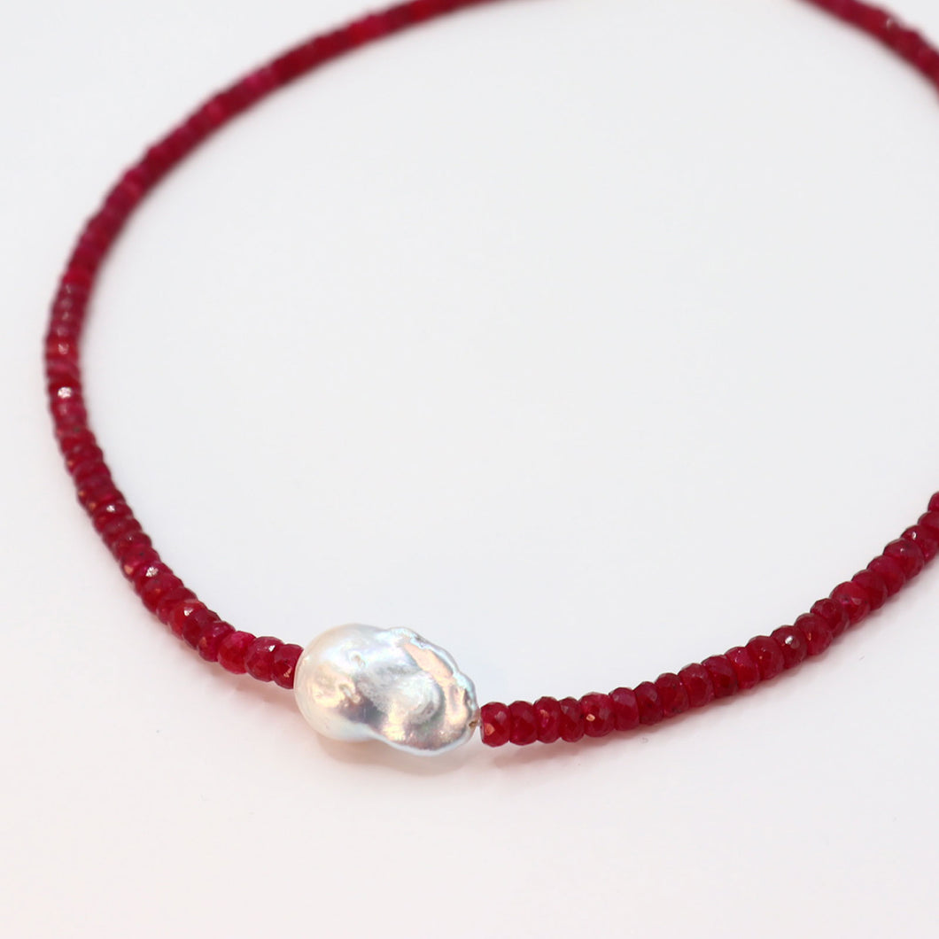 Baroque Pearl Ruby Necklace