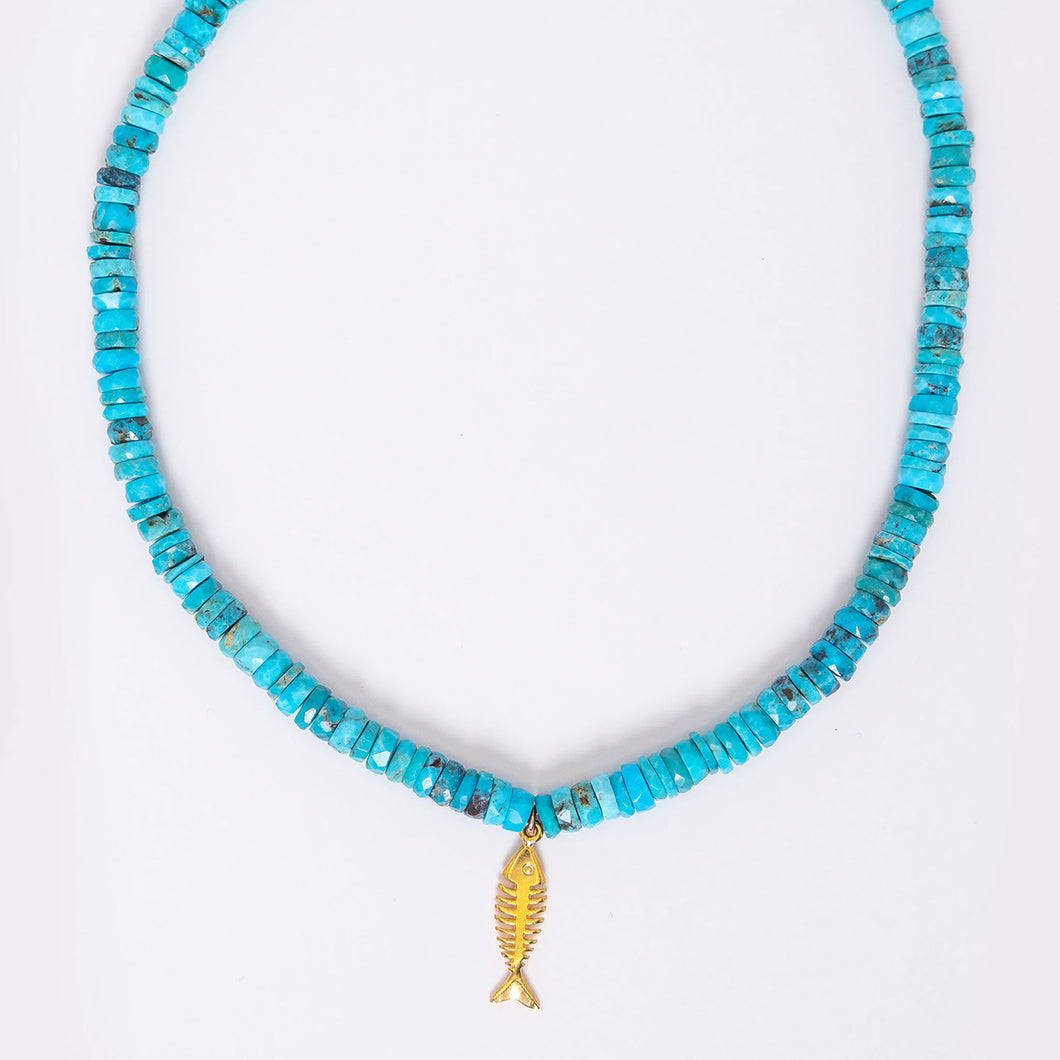 Turquoise Mini Fishbone Necklace