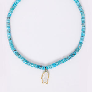 Turquoise Pearly Fish Necklace