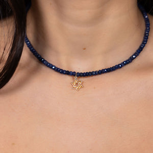 Sapphire Jewish Star Necklace