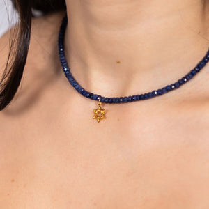 Sapphire Jewish Star Necklace