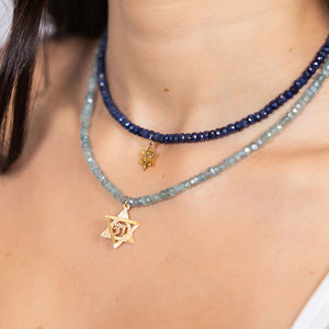 Sapphire Jewish Star Necklace