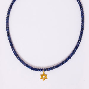 Sapphire Jewish Star Necklace