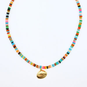 Rainbow Opal Seashell Necklace