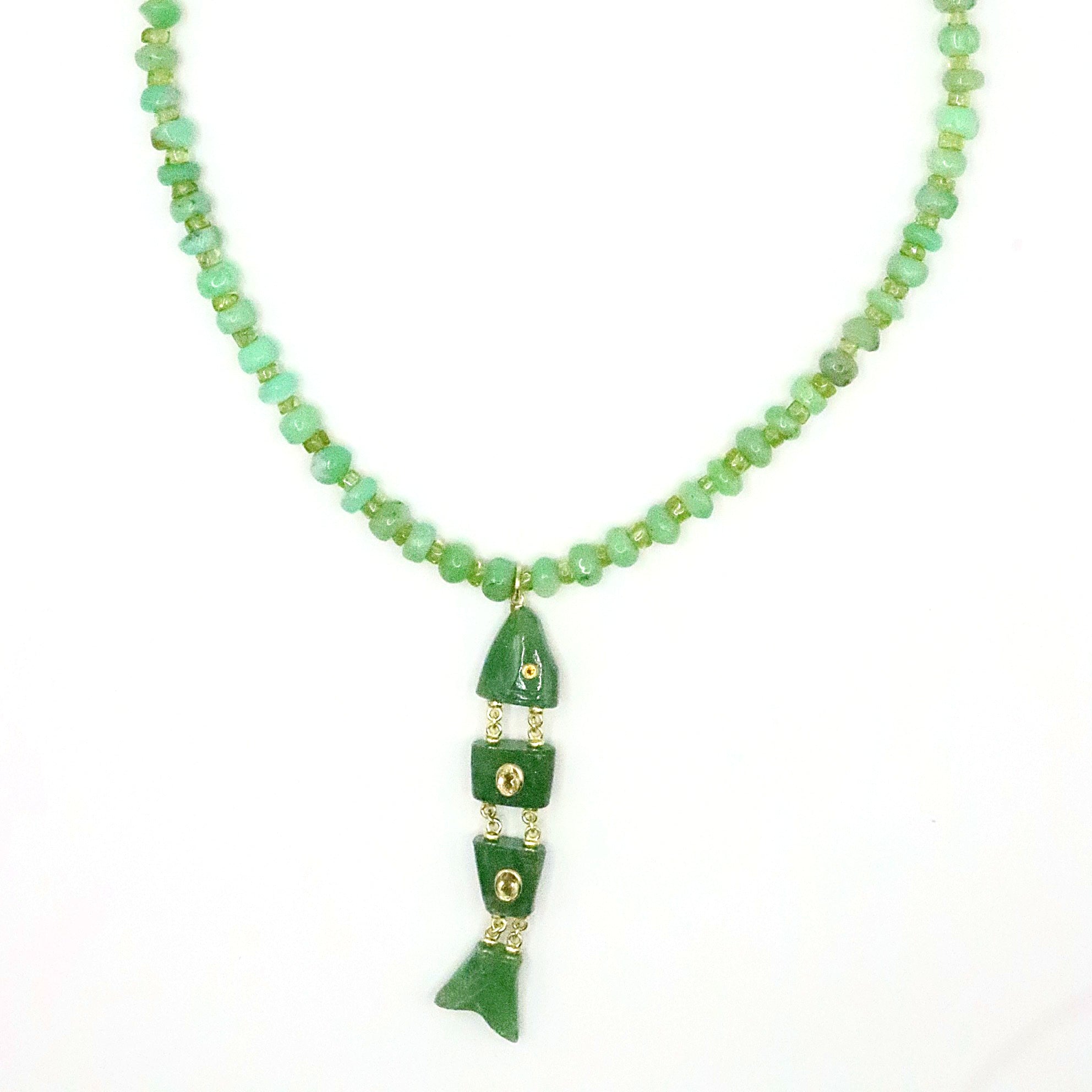 Emerald Inlay Fish Necklace
