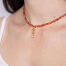 Load image into Gallery viewer, Sunstone Fish Necklace
