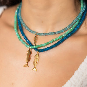 Aqua Apatite Fish Necklace