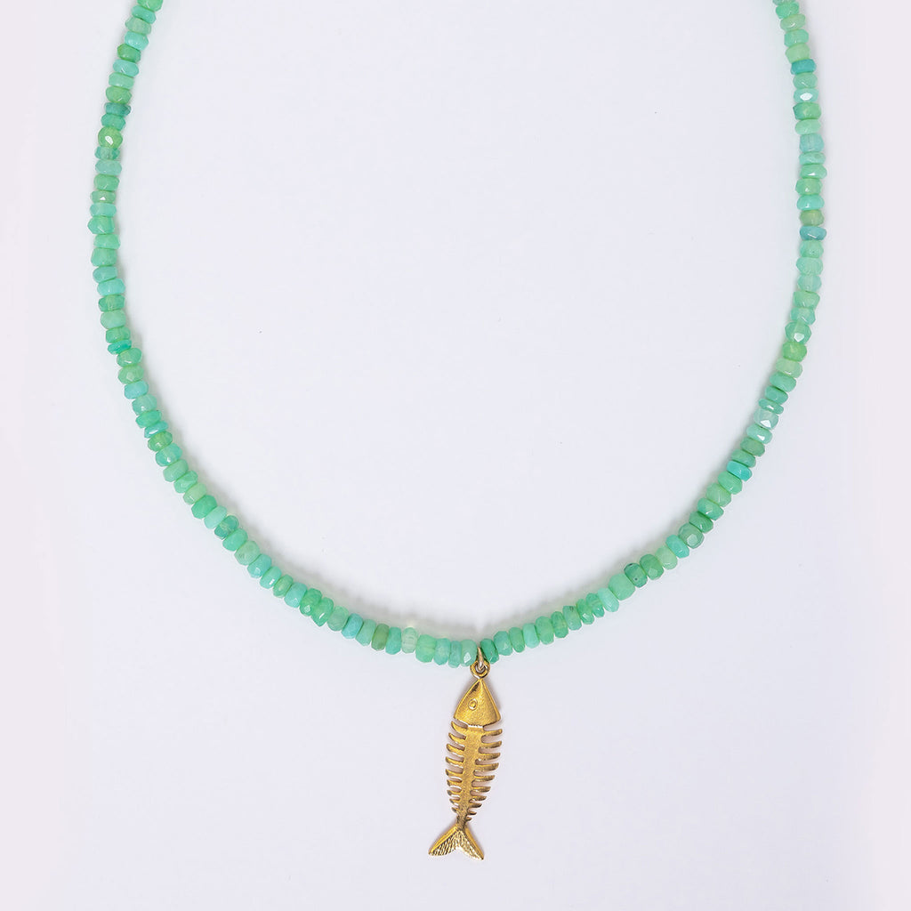 Chalcedony Fishbone Necklace