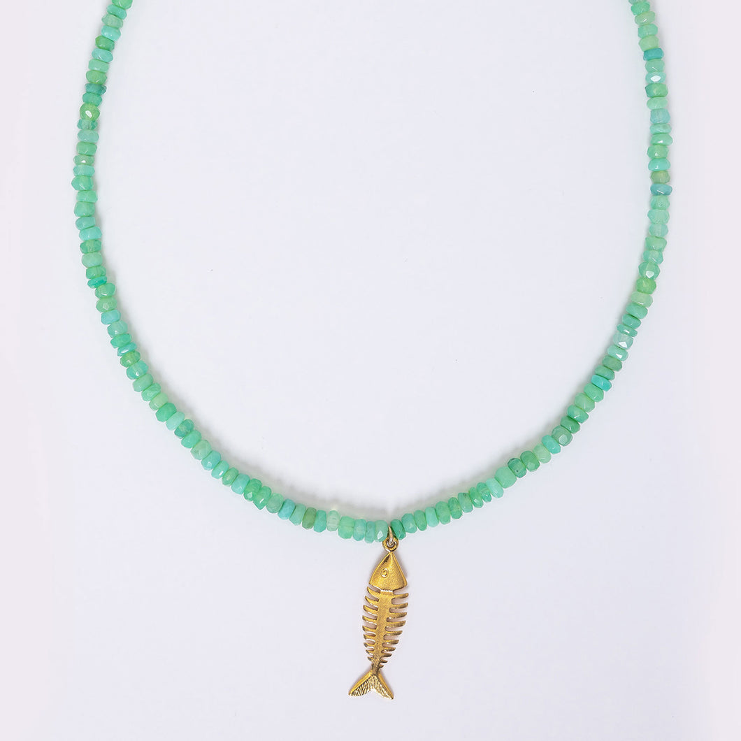 Chalcedony Fishbone Necklace