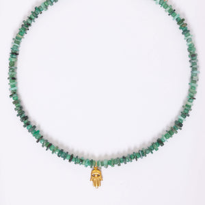 Emerald Hamsa Necklace