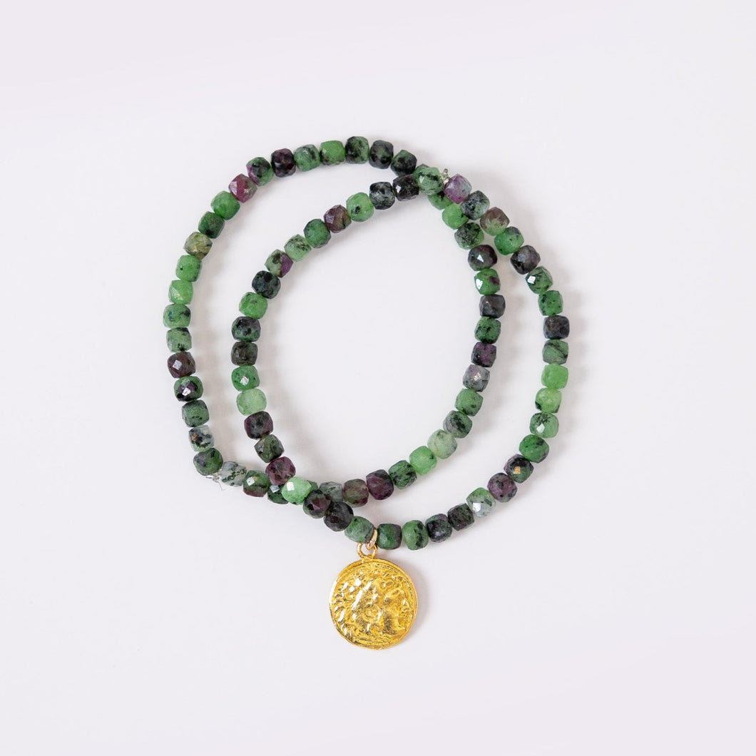 Ruby Zoisite Coin Bracelets